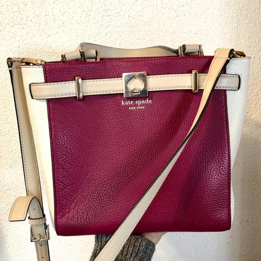 Kate Spade Crossbody Purse - Maroon and Cream - Picture 6 of 6